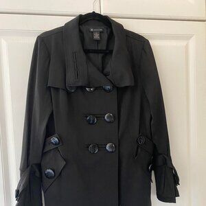INC International Concepts Black mid-weight pea coat style